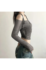 Fairy Core Off-Shoulder Mesh T-shirt cottagecoreclothes