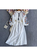 Embroidered Bodycon Puff Dress cottagecoreclothes