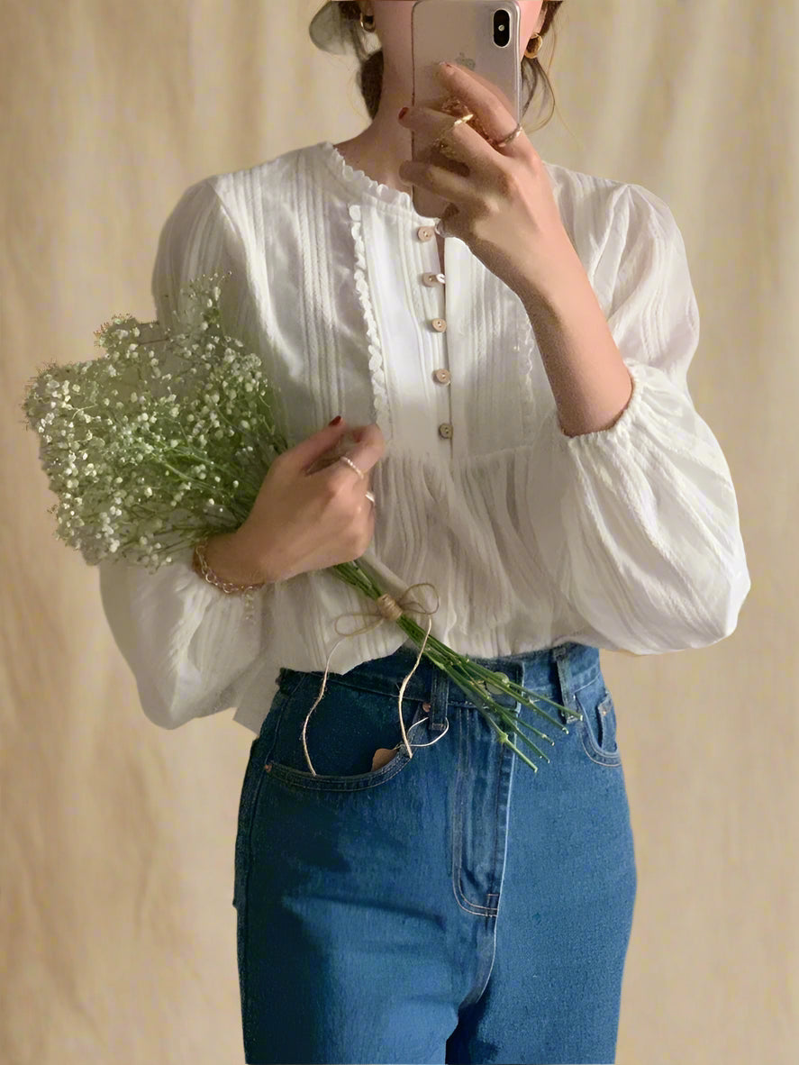 Cottagecore Buttoned Ruffle Blouse cottagecoreclothes