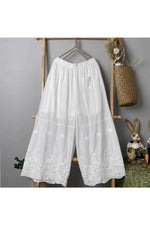 Fairycore Lace Hem Wide-Leg Pants cottagecoreclothes