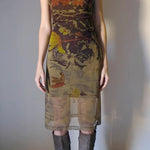 Fairygrunge Woodland Print Spaghetti Strap Dress cottagecoreclothes