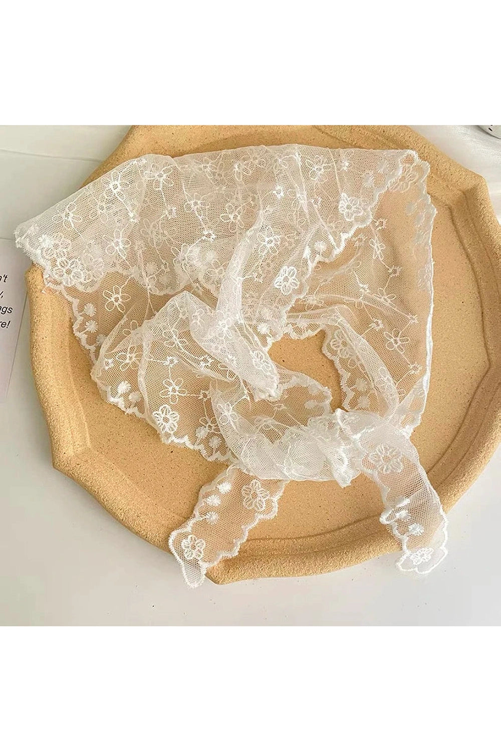 White Floral Lace Hair Scarf cottagecoreclothes