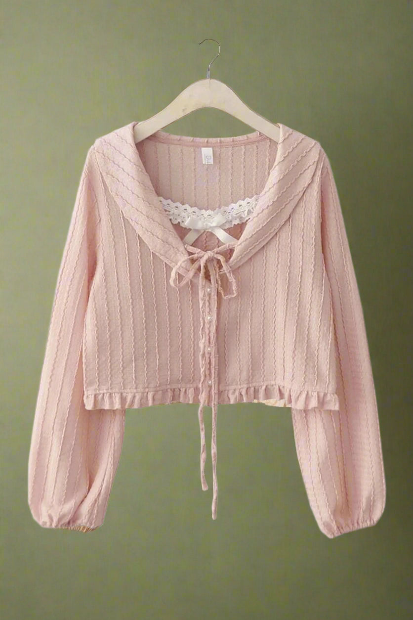 Ribbon Charm Cropped Blouse cottagecoreclothes