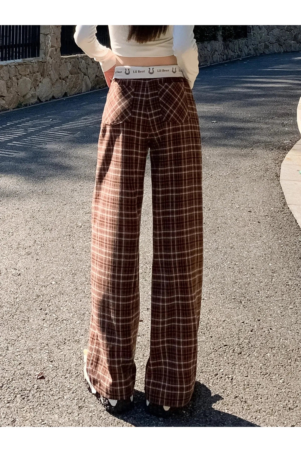 Plaid High Waist Pants cottagecoreclothes