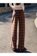 Plaid High Waist Pants cottagecoreclothes