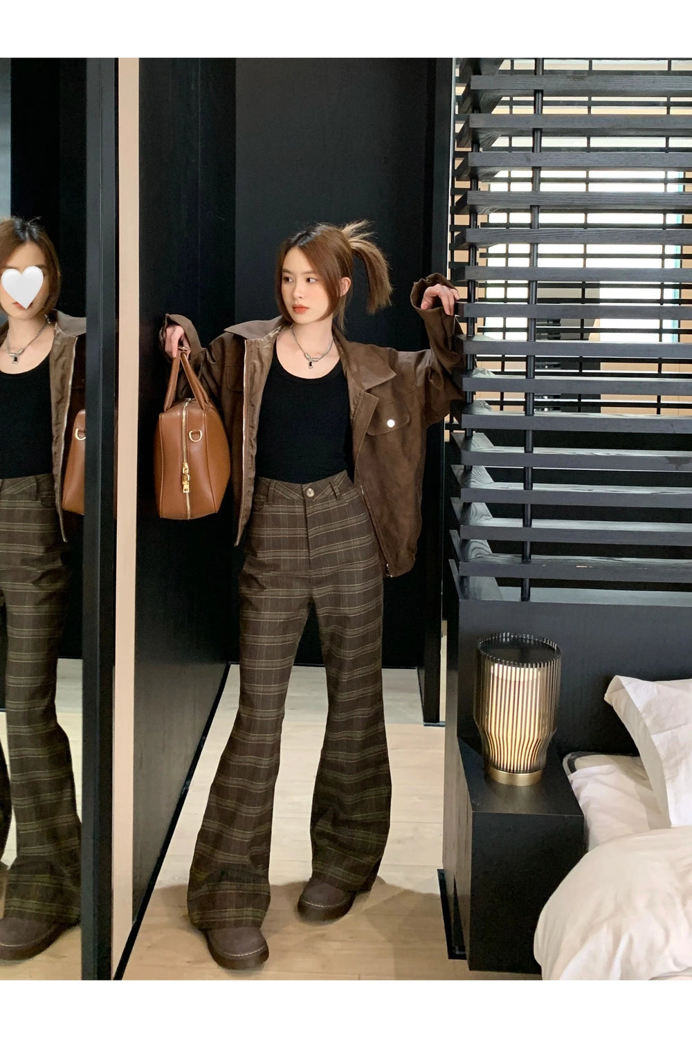 Retro High Waist Plaid Pants cottagecoreclothes