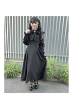 Vintage Bow Tie Long Sleeve Dress cottagecoreclothes