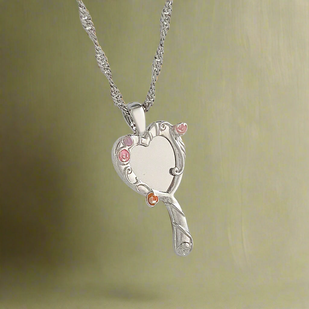 Fairycore Heart Mirror Pendant Necklace cottagecoreclothes