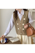 Cottagecore Floral Embroidery Knitted Vest cottagecoreclothes