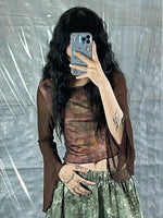 Fairycore Rusted Wings Mesh Bell Sleeve Blouse cottagecoreclothes