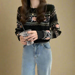 Vintage Eyelet Pattern Long-Sleeve Pullover cottagecoreclothes