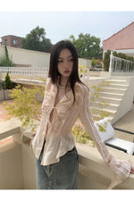 Fairycore Lace Up Long Sleeve Spring Blouse cottagecoreclothes