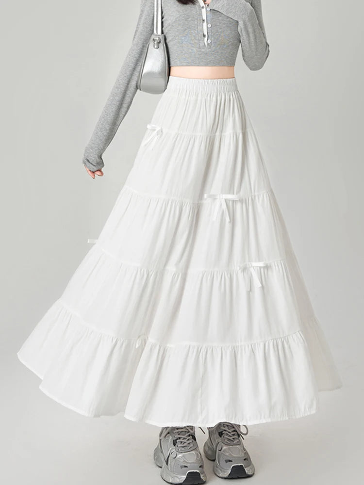 Retro Tiered High Waist Maxi Skirt