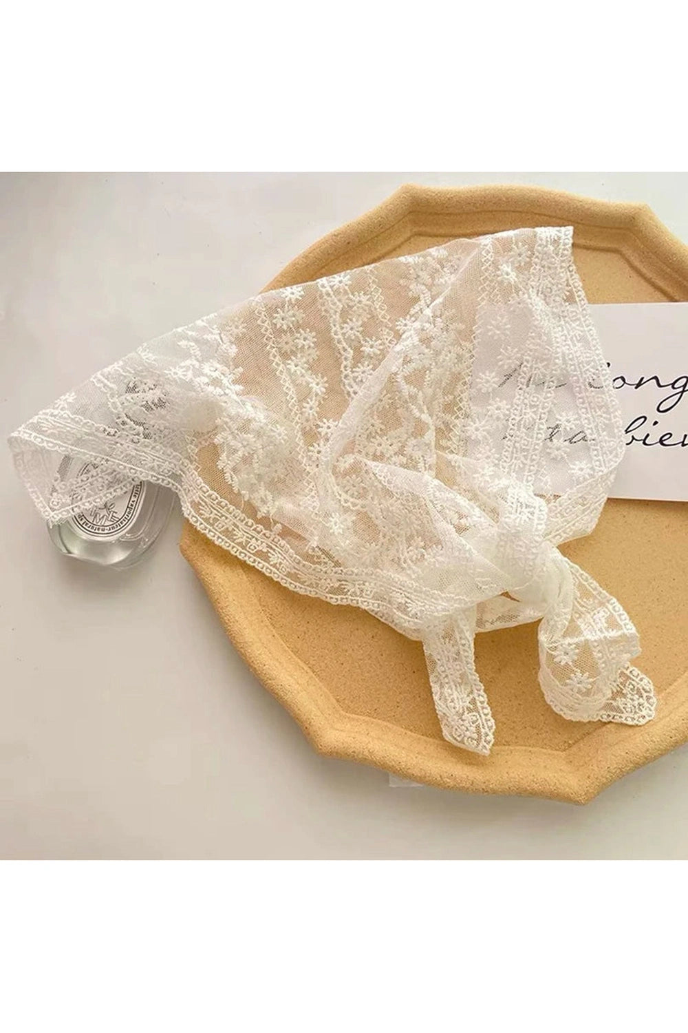 White Floral Lace Hair Scarf cottagecoreclothes