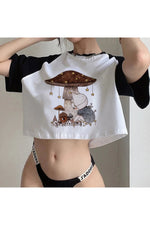 Mushroom Graphic 90s Crop Top cottagecoreclothes