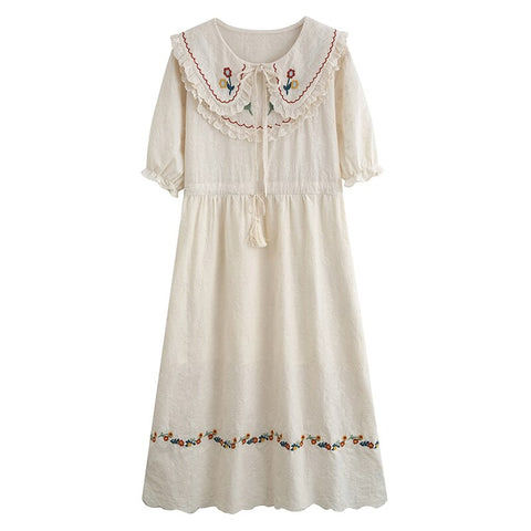Cottagecore Lace-Up High Waist Dress