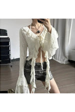 Gothic Lace Up Crop Shirt cottagecoreclothes