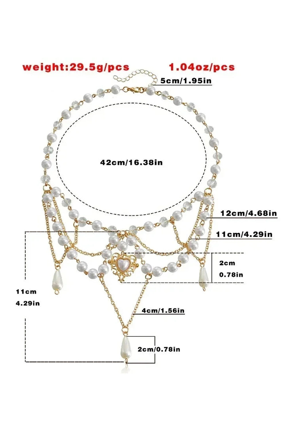 Pearls Heart Cross Necklace cottagecoreclothes