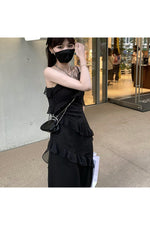 Fairy Grunge Ruffles Maxi Dress with Lace Patchwork cottagecoreclothes