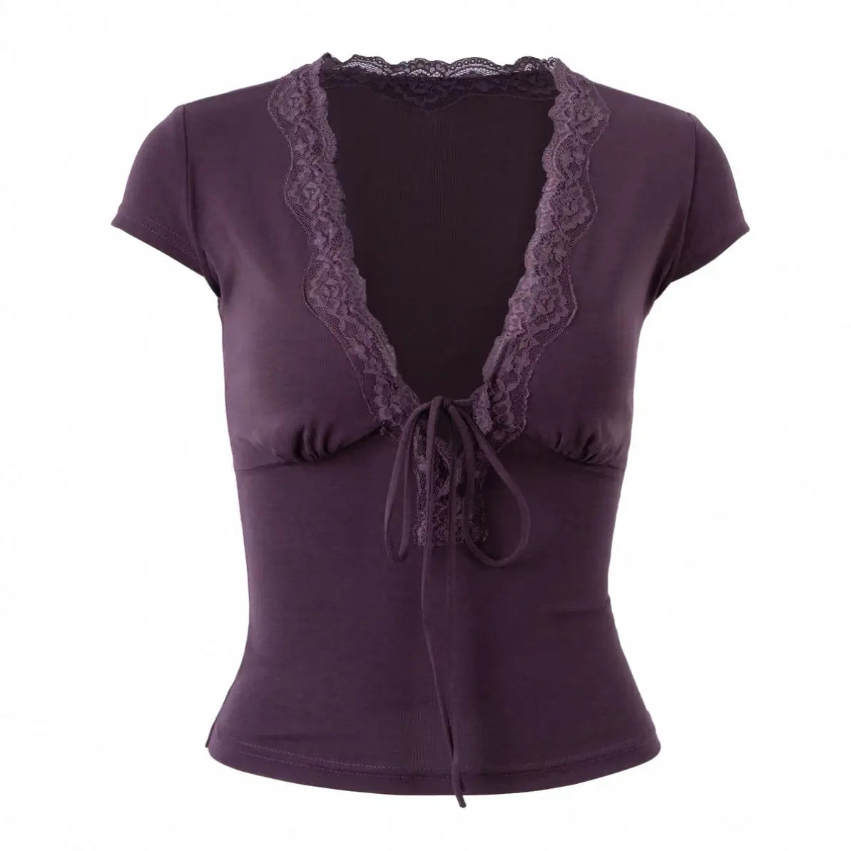 Fairycore Lace Tie Front Crop Top