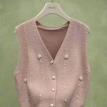 Vintage V-Neck Buttoned Sweater Vest cottagecoreclothes
