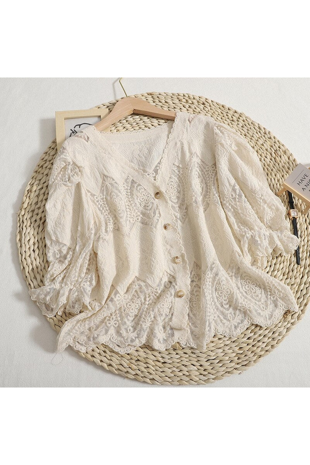 Cotton Puff Sleeve Cover-Up cottagecoreclothes