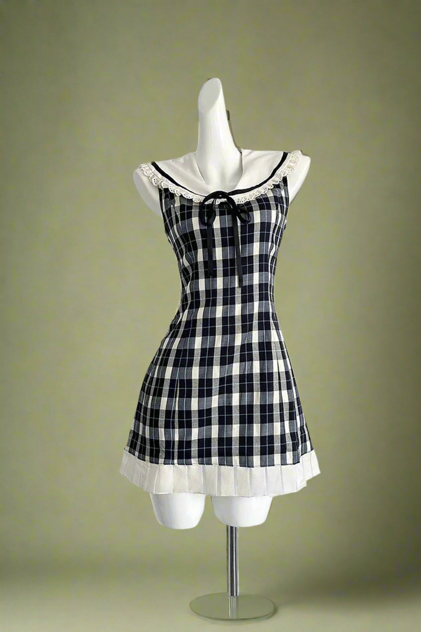 Vintage-Inspired Gingham Mini Dress cottagecoreclothes