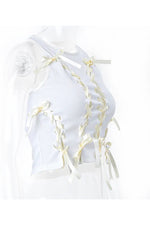 Fairy Lace-Up Ribbed Crop Top cottagecoreclothes