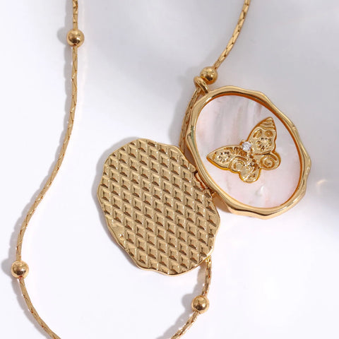 Shell Butterfly Pendant Necklace