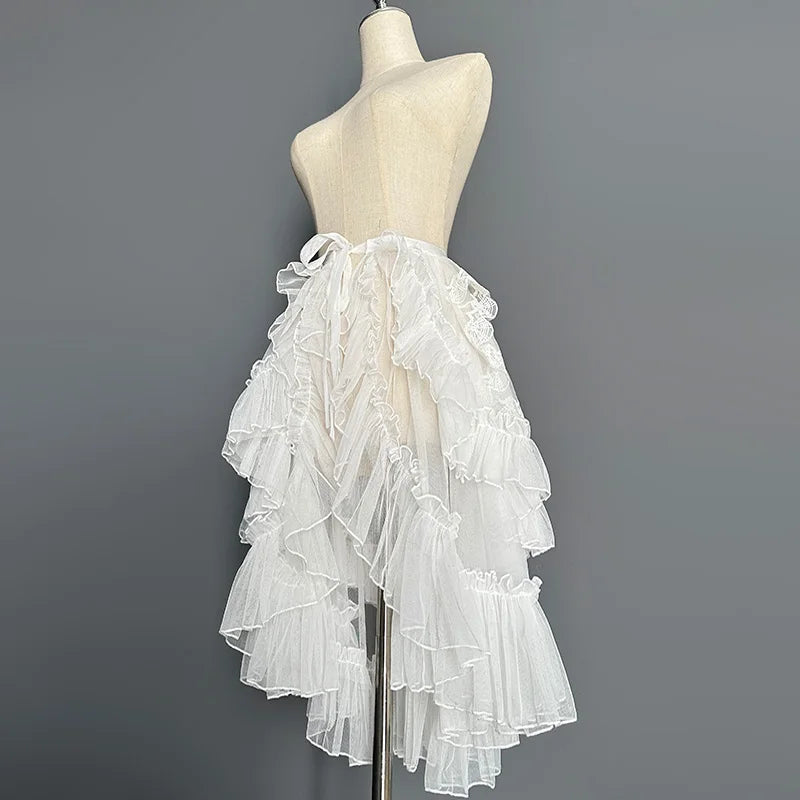 Fairycore Ruffled High-Low Tulle Skirt