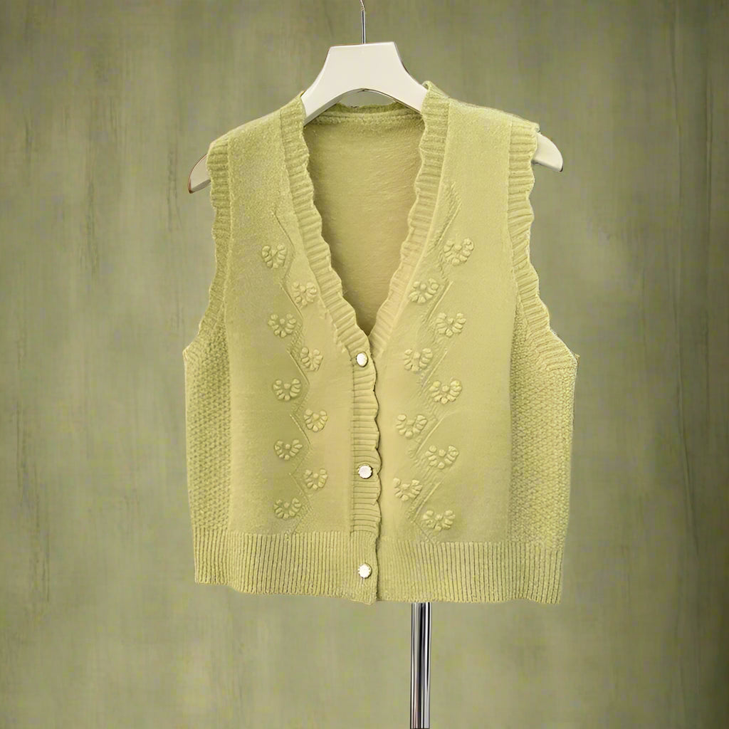 Cottagecore Floral Knit Scalloped Vest cottagecoreclothes
