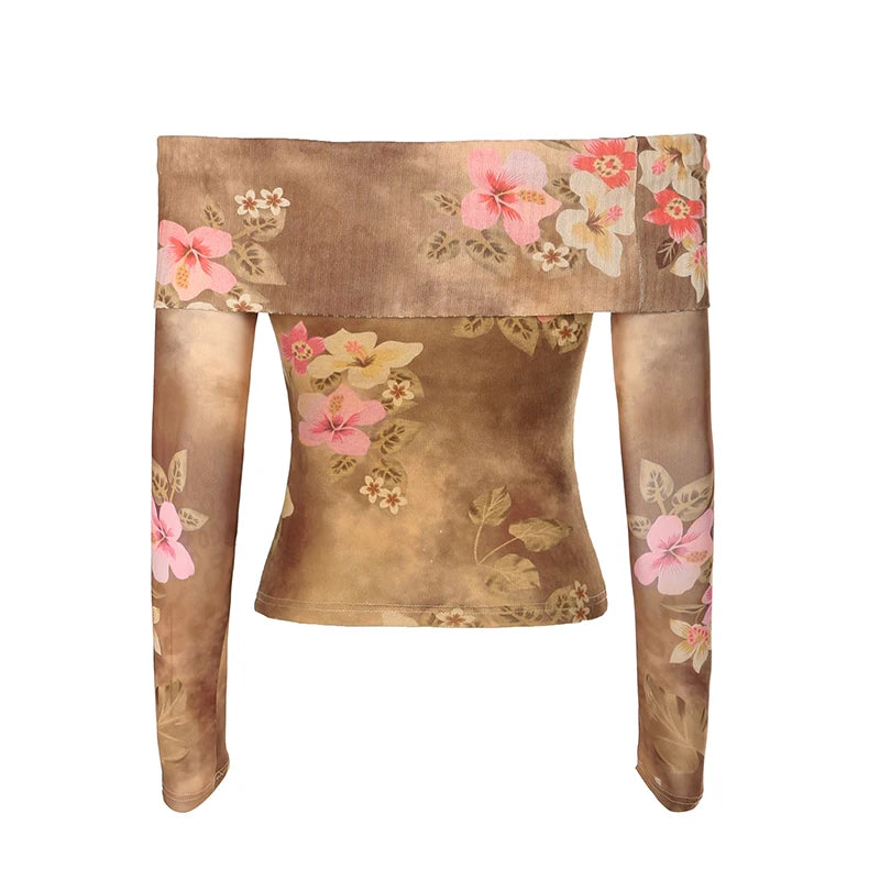 Mori Girl Off Shoulder Floral Knit Top