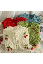 Cherry Cheer Cable Knit Fall Cardigan cottagecoreclothes