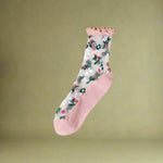 Cottagecore Sheer Floral Garden Socks cottagecoreclothes