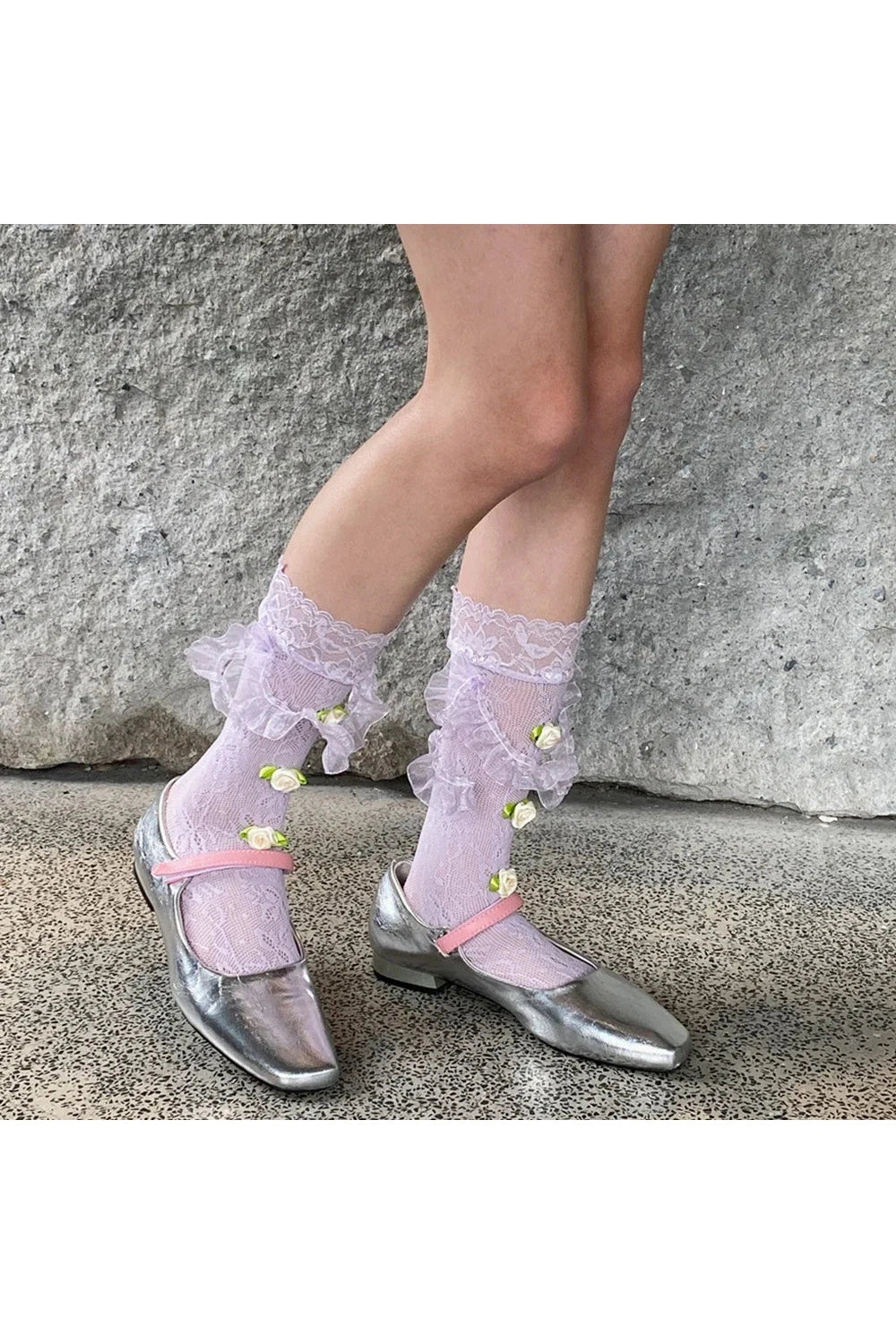 Rose Lace Flower Socks cottagecoreclothes