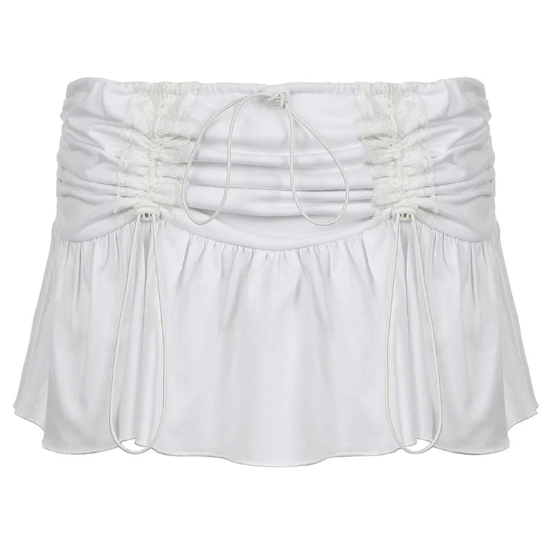 Fairycore Ruched Satin Mini Skirt cottagecoreclothes