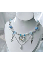 Blue Heart Beaded Necklace cottagecoreclothes