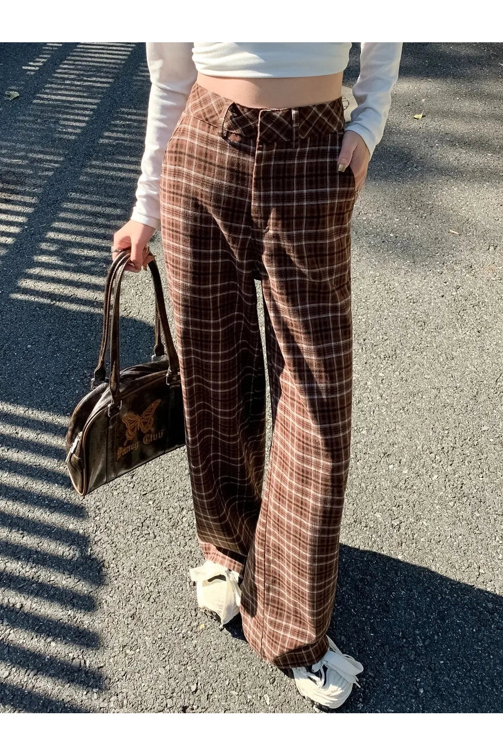 Plaid High Waist Pants cottagecoreclothes