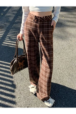 Plaid High Waist Pants cottagecoreclothes