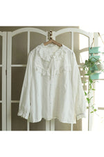 Solid Color Embroidered Shirt cottagecoreclothes
