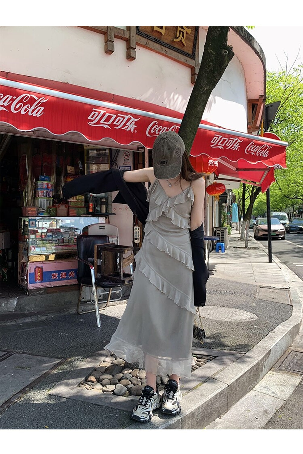 Fairy Grunge Ruffles Maxi Dress with Lace Patchwork cottagecoreclothes