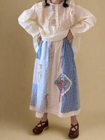 Mori Girl Cherry Picnic Patchwork Skirt cottagecoreclothes