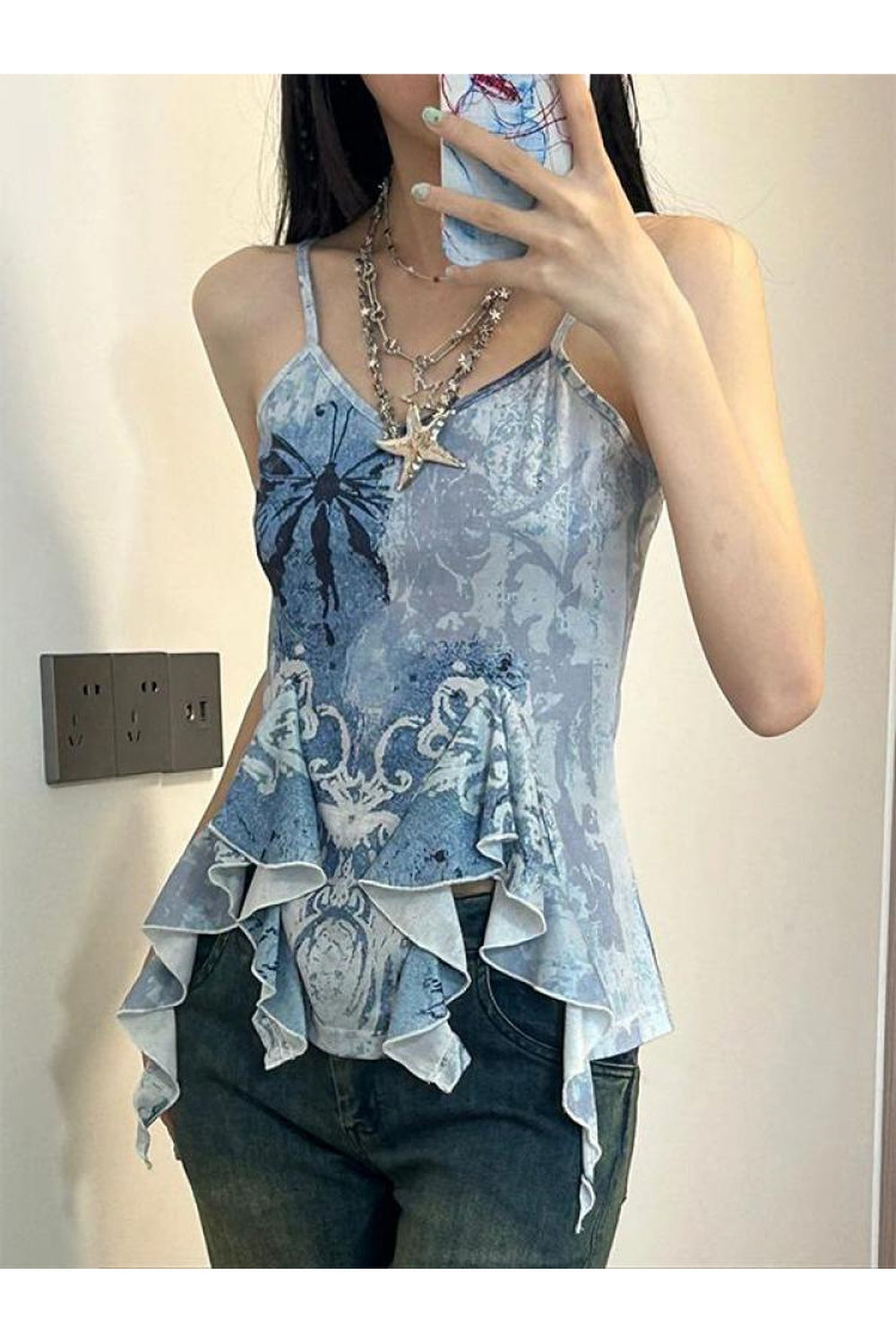 Retro Print Tank Top cottagecoreclothes