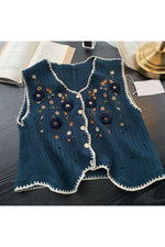 Embroidered Crochet Flower Vest cottagecoreclothes