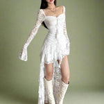 Fairycore Lace High-Low Dress cottagecoreclothes