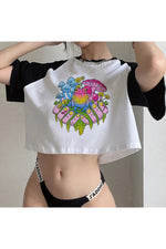 Mushroom Graphic 90s Crop Top cottagecoreclothes