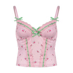 Fairycore Gingham Ribbon Bow Tank Top cottagecoreclothes