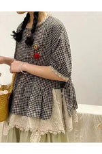 Kawaii Lace Patchwork Shirt cottagecoreclothes