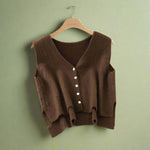 Vintage Button-Up Flared Sweater Vest cottagecoreclothes
