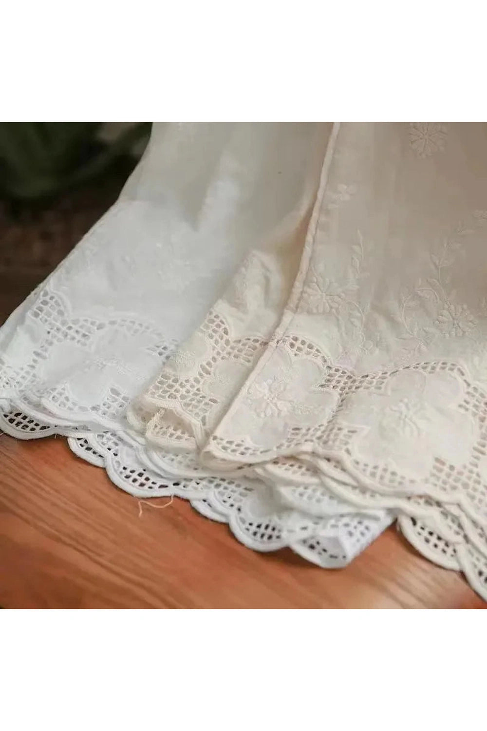 Fairycore Lace Hem Wide-Leg Pants cottagecoreclothes